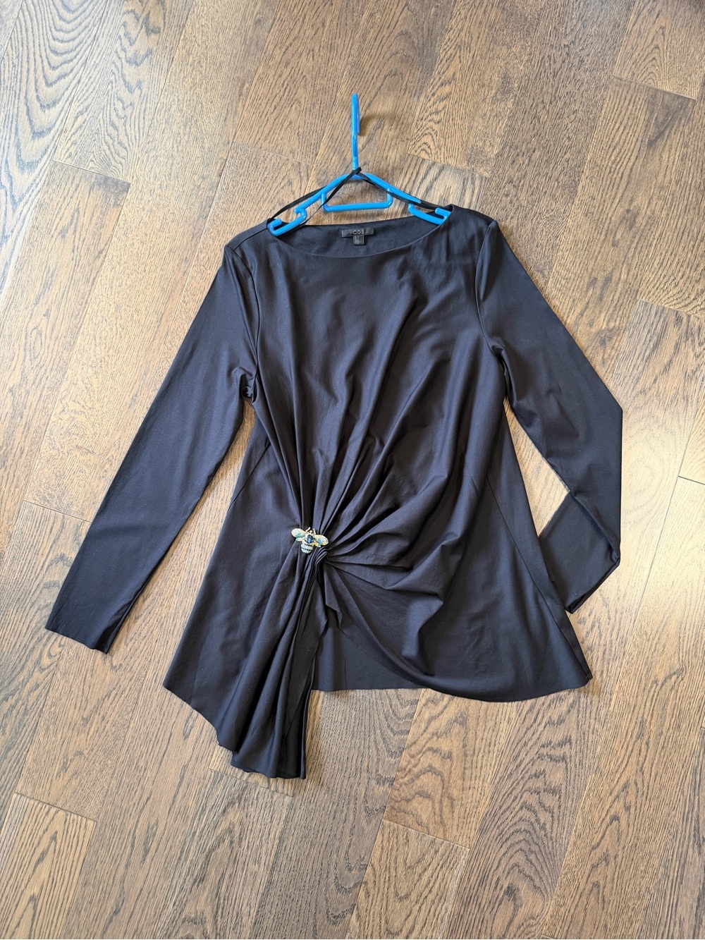 COS Black Long-Sleeve Twist-Knot Top